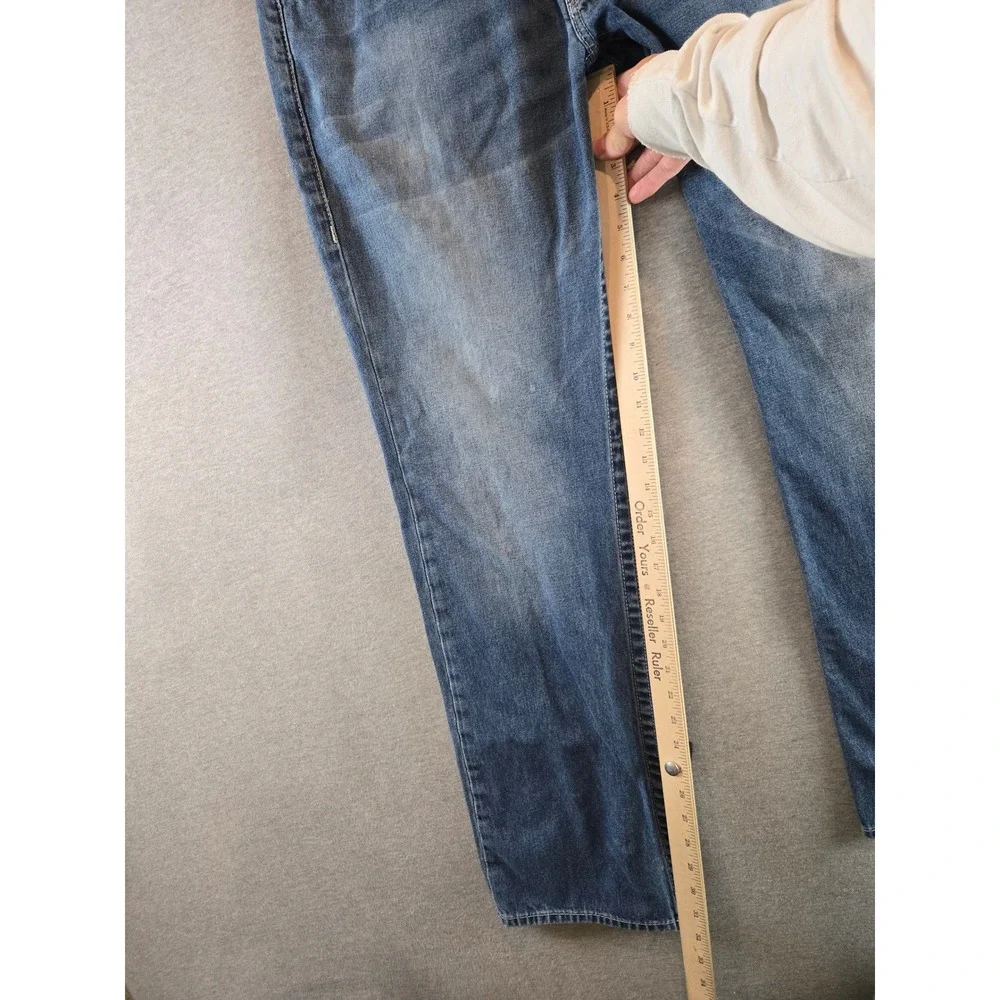 True Religion Straight Jeans Mens 40 Blue Medium Wash Horseshoe Flap Pocket